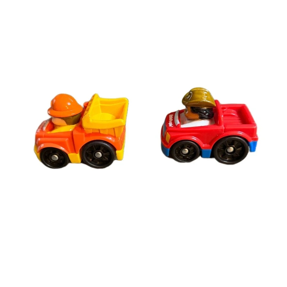 Fisher Price Little People Wheelies Dump Truck and Red Pickup Truck Set of 2